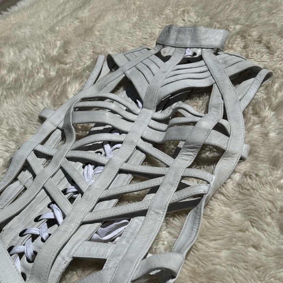 Ritual Fashion White Leather Cage Harness Dress - Size XS - Picture 2 of 8